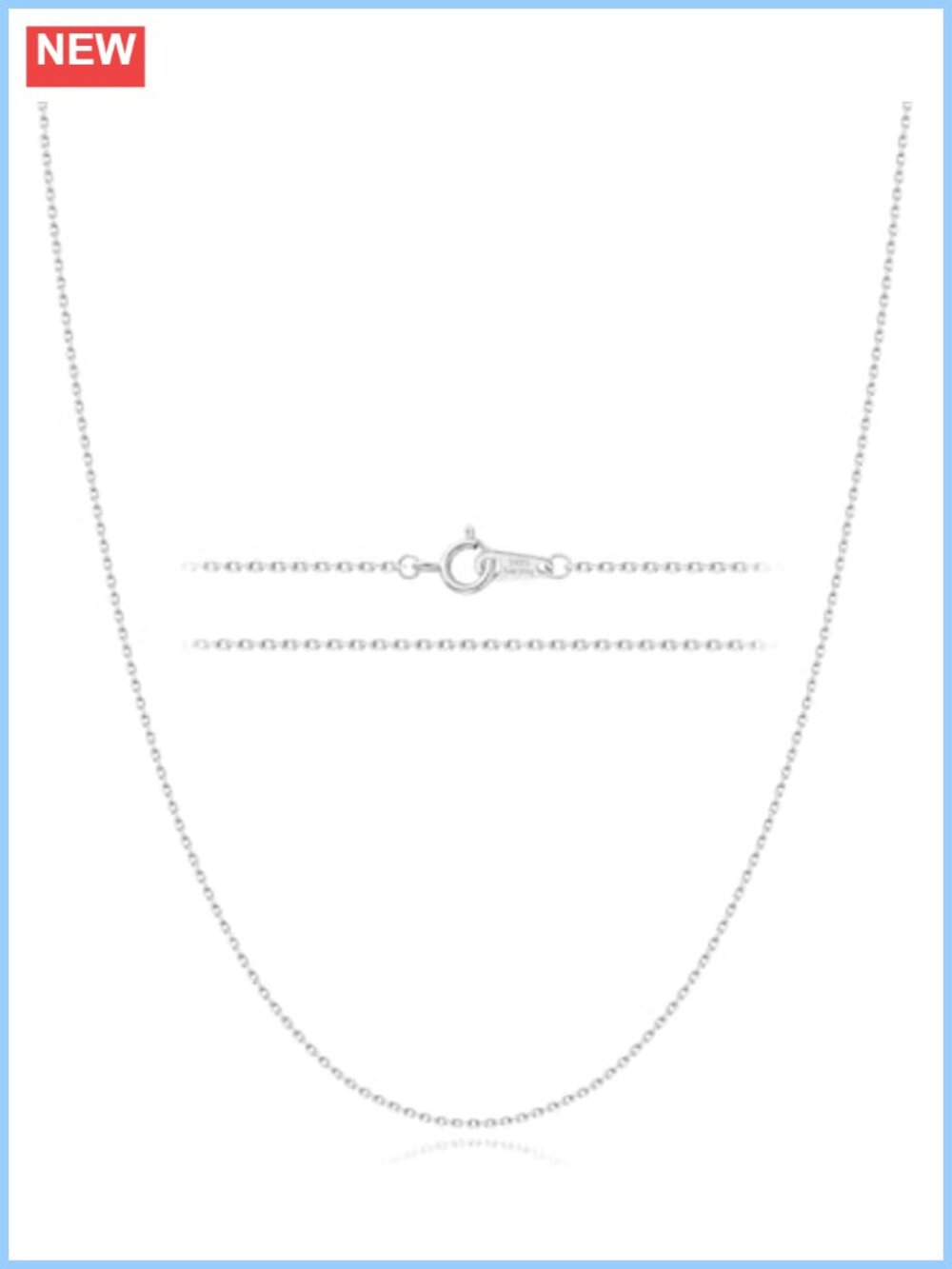 925 Sterling Silver Cable Chain Necklace 18in with 2in Extender